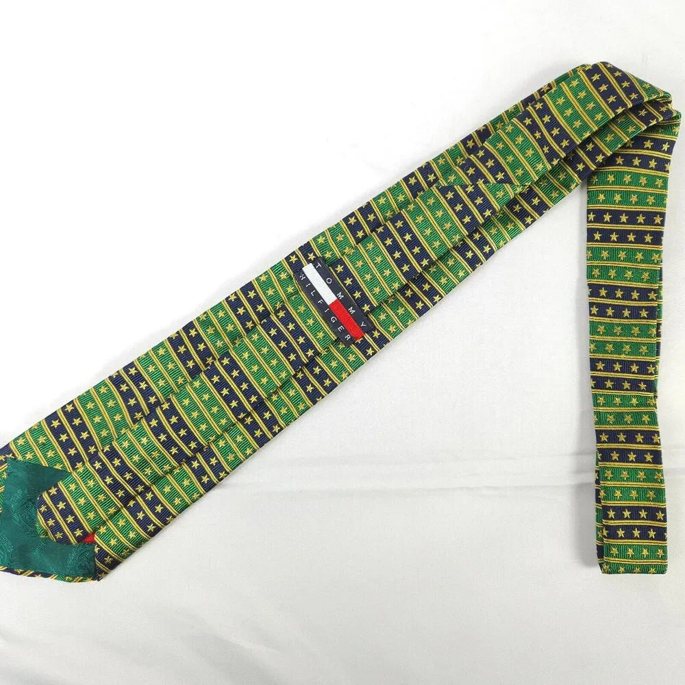 Tommy Hilfiger Blue Green Stars & Stripes Boys Silk Tie 48.25